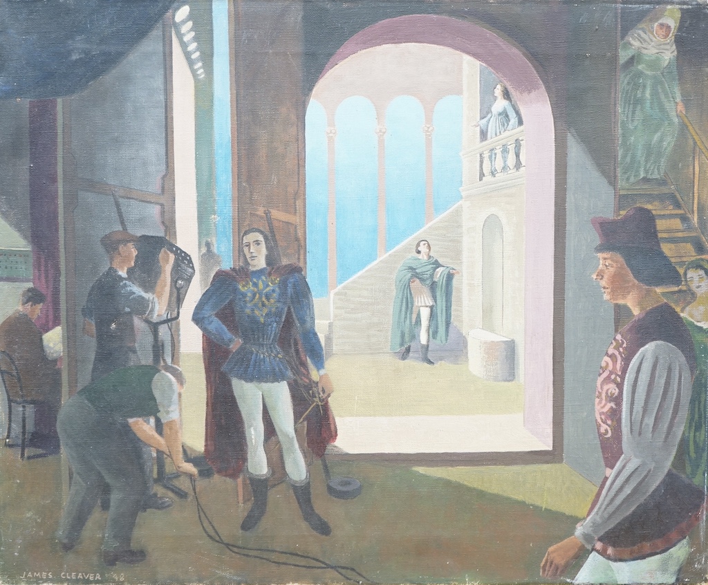 James Cleaver (1911-2003), oil on canvas, Theatrical scene, signed and dated ‘48?, 46 x 56cm, unframed. Condition - poor to fair